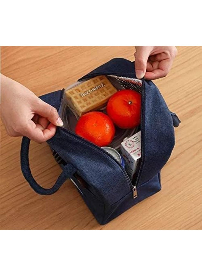 Insulated Lunch Bag Large Capacity Polyester Handbag - Leakproof Cooler Bag - Reusable Lunch Box for Student,Girl, Boy, Men, Women, Outdoor, Office, Picnic ( Blue ) - Image 2